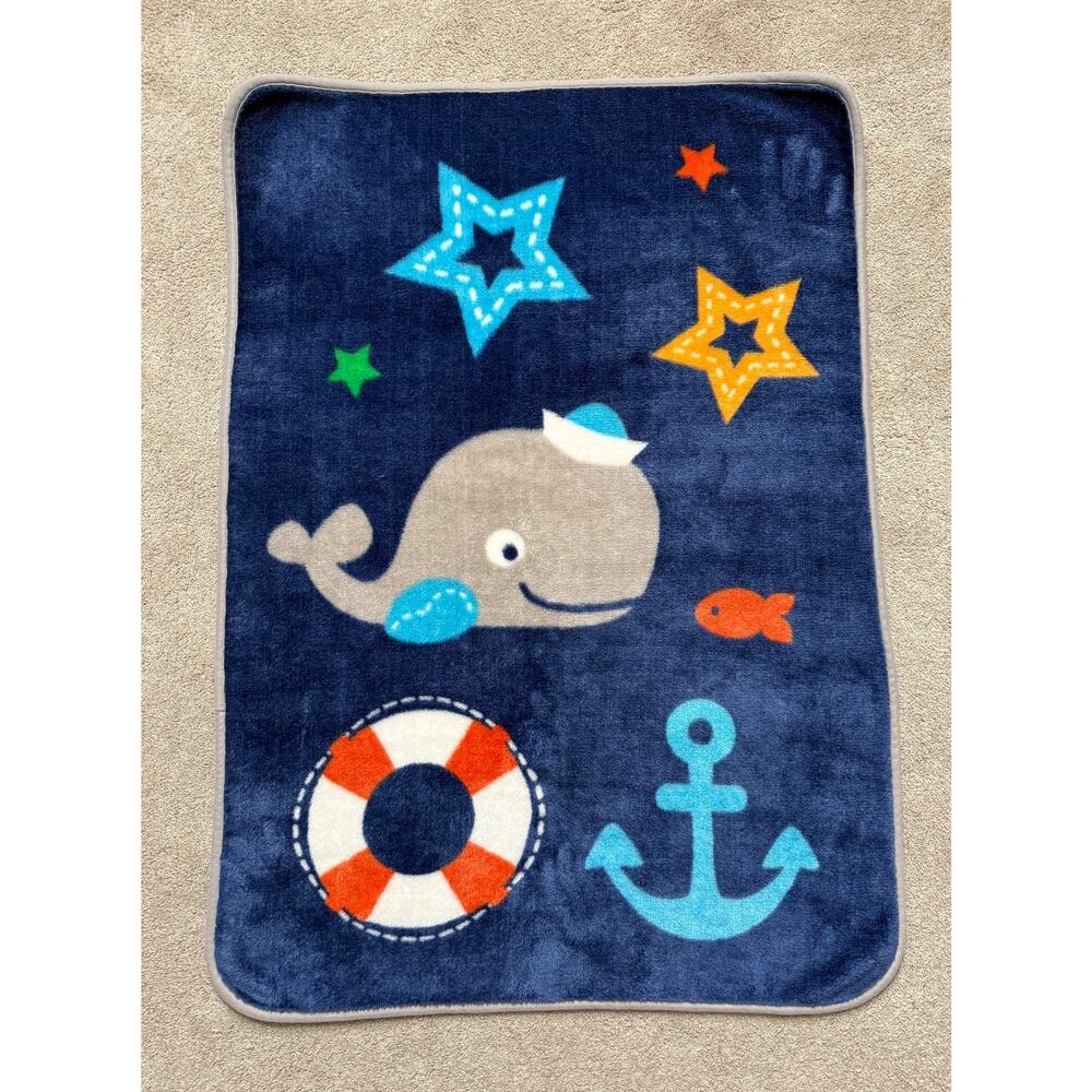 Bananafish Plush whale baby blanket - Nautical Ocean Sailor Fish Crib Baby Boy